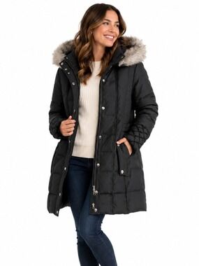 Betsy Johnson Winter Puffer Coat Sz Small Down Popcorn Detailed Sleeve Hooded